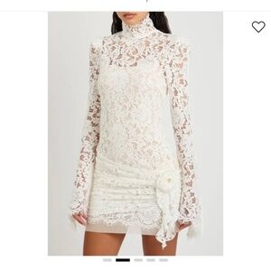 De La Vali Bodita Lace rose appliqué Mini Dress